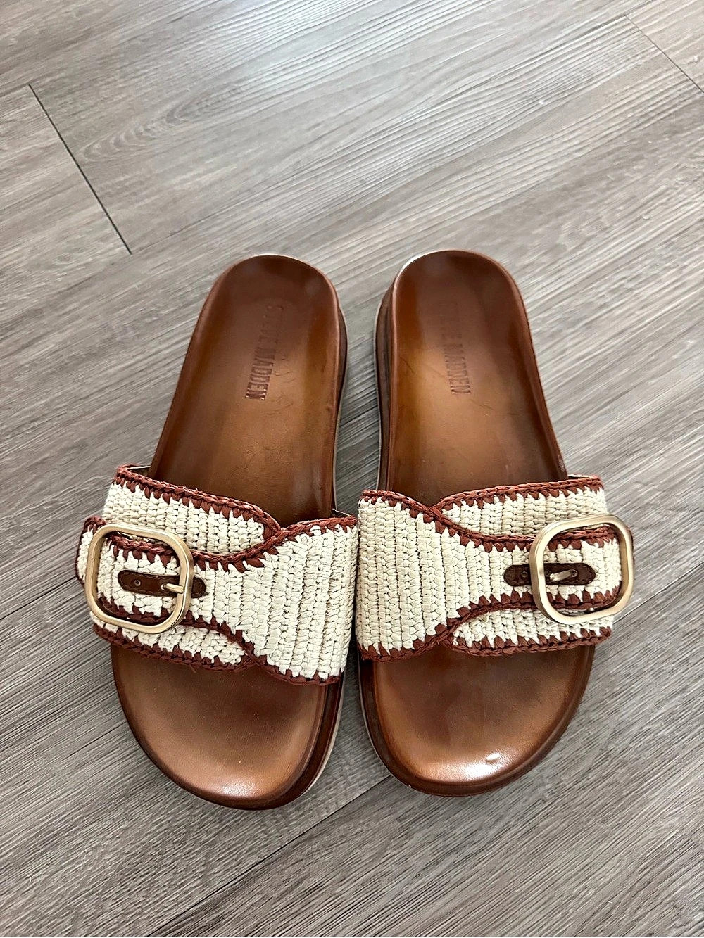 Steve Madden Memphis Slide Sandal Brown & Cream